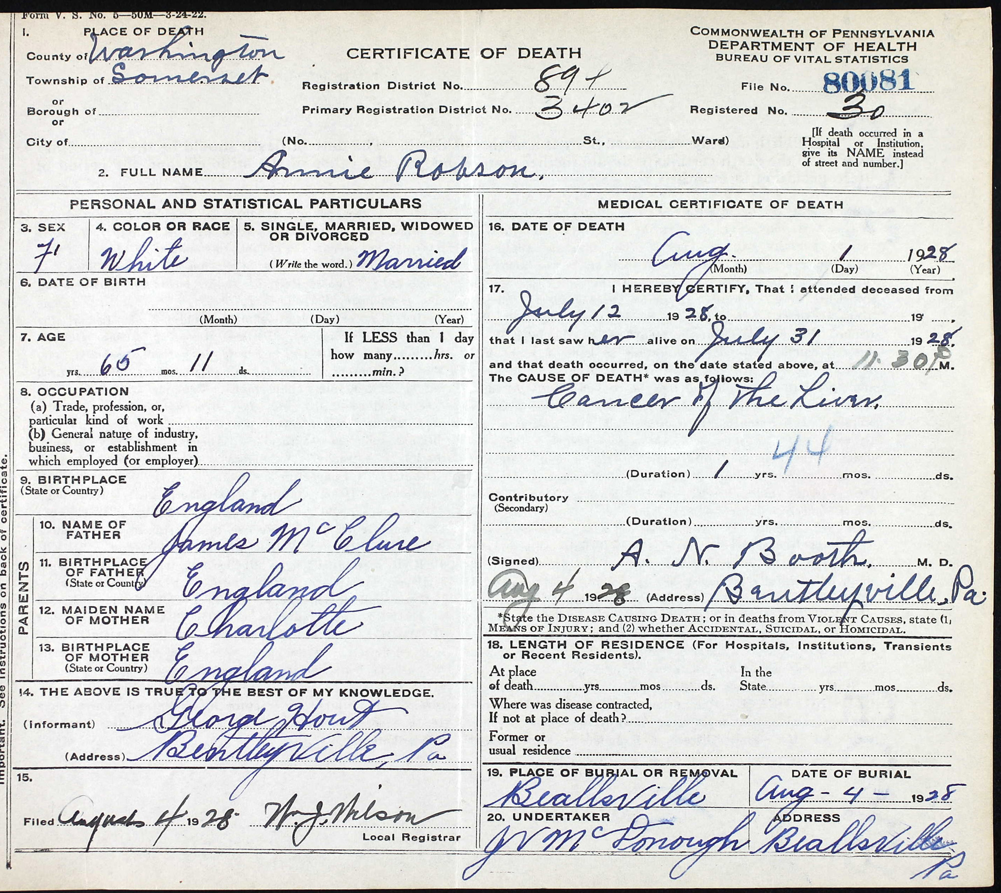 death certificate